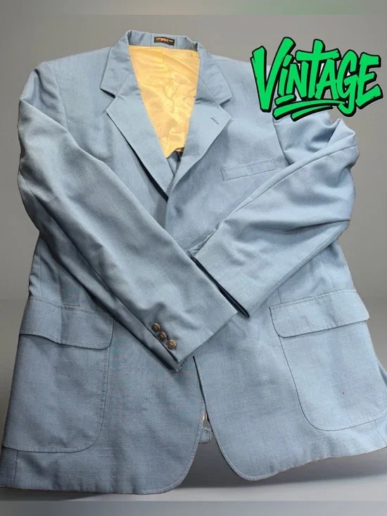 Vintage 70s Blazer Sport Coat Jacket Yellow Leisure Suit Fashioncrest Clothes