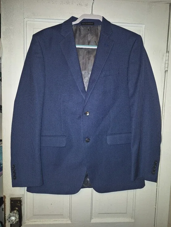 Perry Ellis Portfolio Classic Blue Textured Suit Set