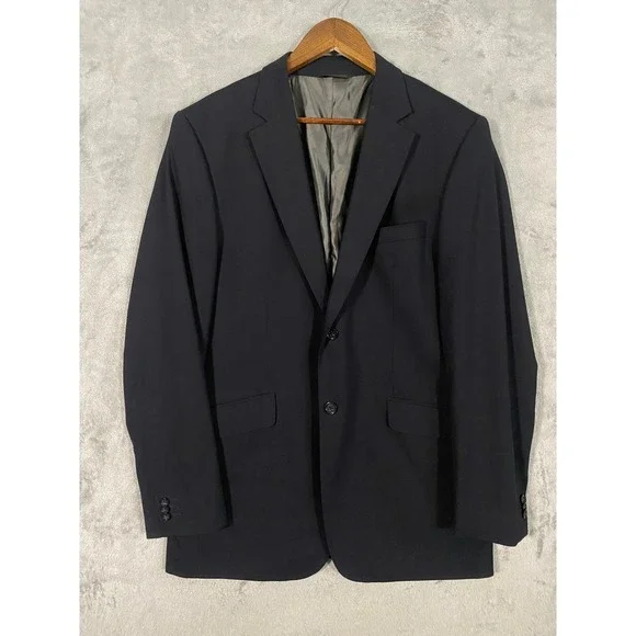 Banana Republic Blazer 42R Navy Blue Wool Blend 2-Button Sport Coat VTG Preppy