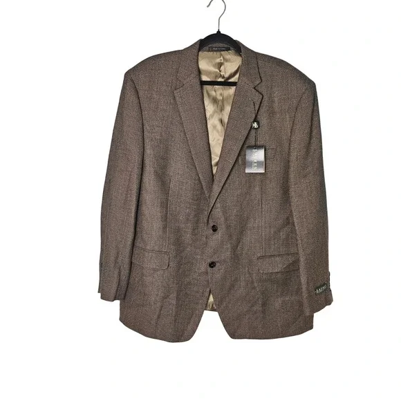 Ralph Lauren Light Brown Tweed Wool Sports Coat Blazer Mens 48R NEW $350