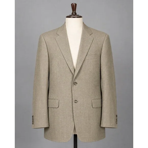 Concepts by Claiborne Men’s Blazer 42L Tan Gray Micro Check 2 Button Sport Coat