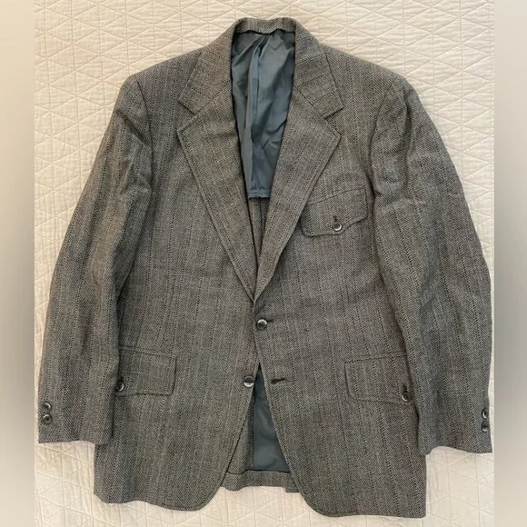 Hart Schaffner & Marx Made in USA Vintage Flap Pocket Wool Tweed‎ Jacket 42 R