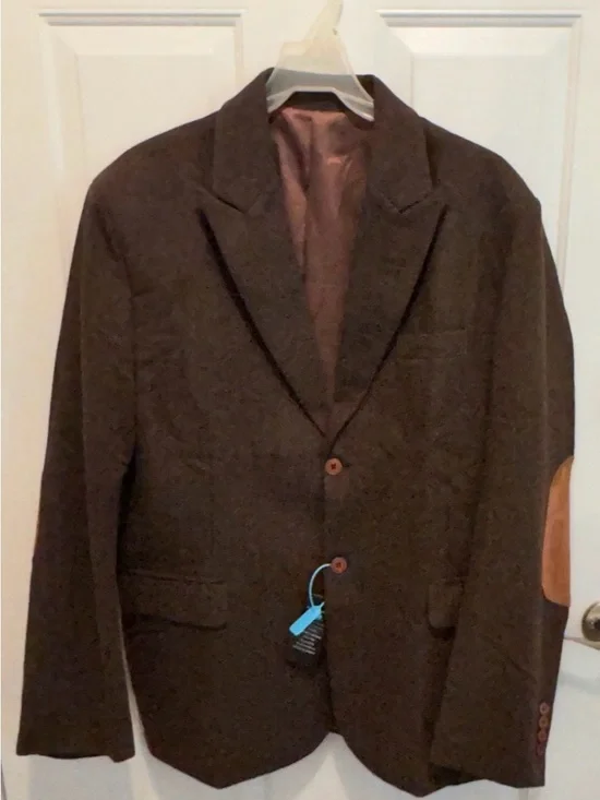 Men's Brown Sport Coat with Elbow Patches-44Long