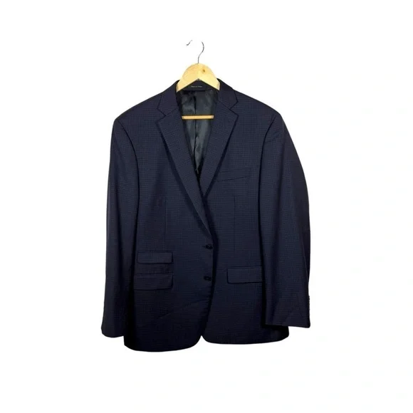 Calvin Klein Men’s 100% Wool Blazer in Navy Check Size 44R