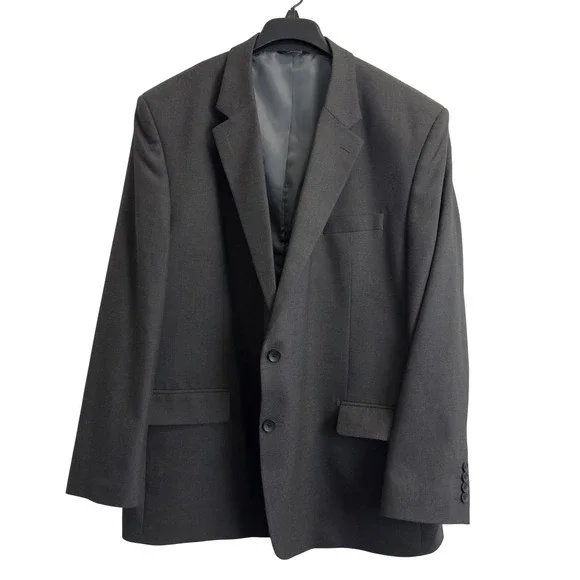 J.M.‎ Haggar Classic Fit Suit Jacket Men's 52R Charcoal Gray Two Button Blazer