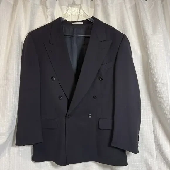 Hugo Boss Blazer Al Capone Chicago Mens 42R Blue Wool Dark Academia Preppy