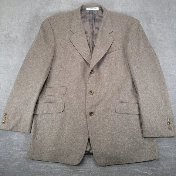 Hickey Freeman Moda Mens Brown 100% Wool 3 Button Blazer Sport‎ Coat 42 Reg