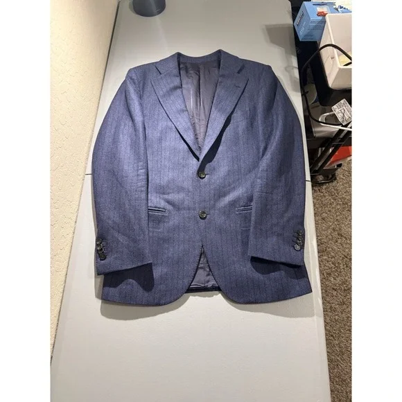 SuiteSupply Blazer Men's 48R‎ Navy Stripe Wool Jacket Coat Vitale Barberis