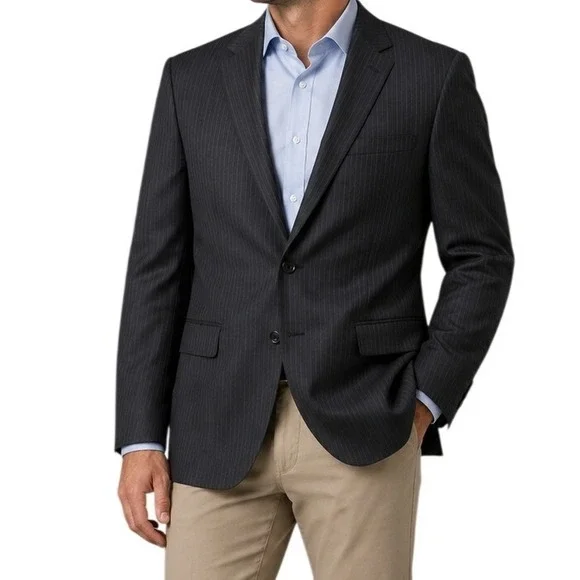 Joseph & Feiss Dark Gray Pinstripe Wool Blazer Men's 42R