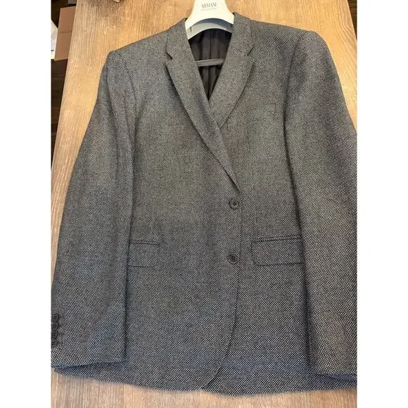 ARMANI COLLECTION Black Patterned Textured Blazer Jacket Men 50 R