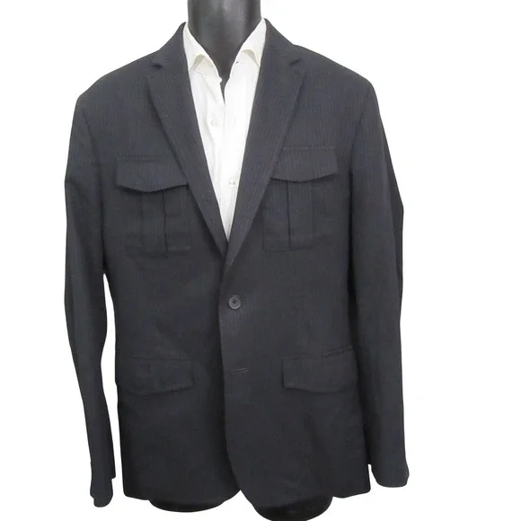 Banana Republic Mens Double Pocket Sport Coat‎ 38R Dark Gray Tailored Fit