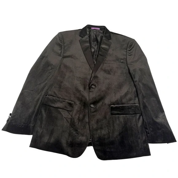 Vinci Black Velvet‎ Tuxedo Blazer Satin Peak Lapel Formal Jacket Men's 44S