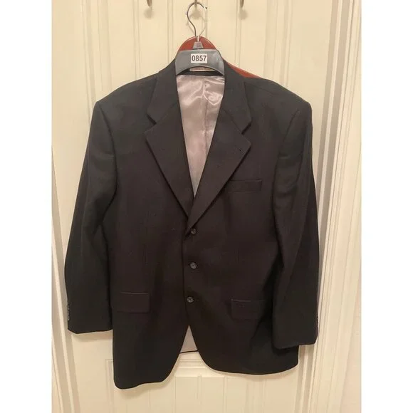 Peerless Couture Mens Black Blazer Jacket 42R Cashmere & Silk Blend Made In Cana