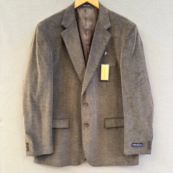 NWT‎ Alan Flusser Men's 46L Brown Corduroy 100% Cotton Blazer Sport Coat Jacket
