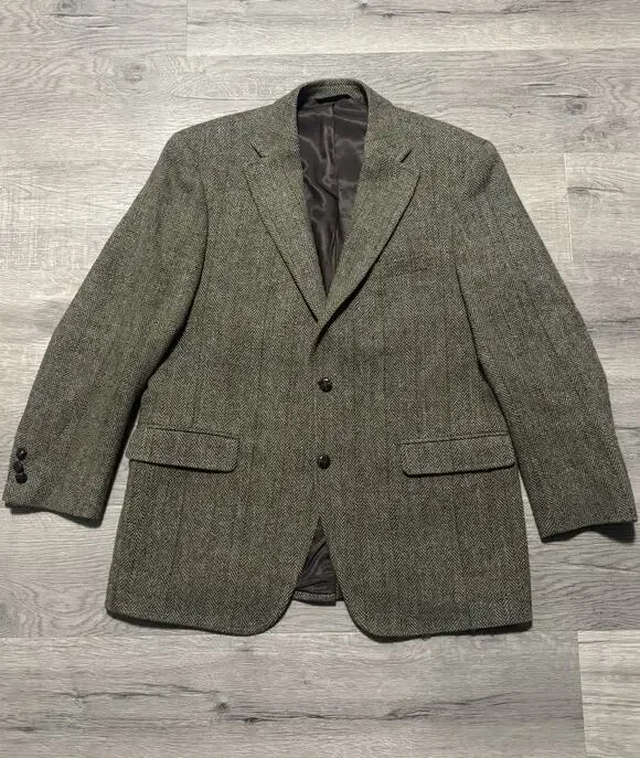 RARE J Press Presidential Harris Tweed Wool Blazer Sports Coat 42R Green