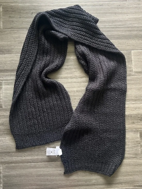 NWT GAP Black Chunky Ribbed Knit Shine Scarf w/ Sequins