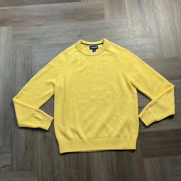 Lands End Drifter 100% Cotton Crewneck Raglan Sweater Mens Medium 38-40‎ Yellow