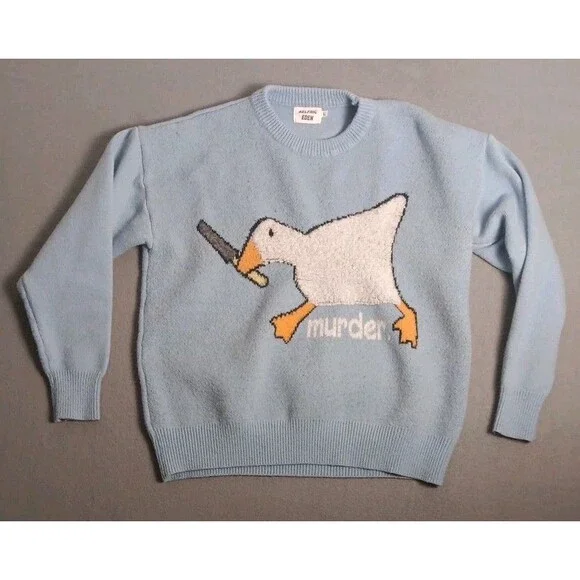 Aelfric Eden men's medium blue murder goose knit pullover sweater