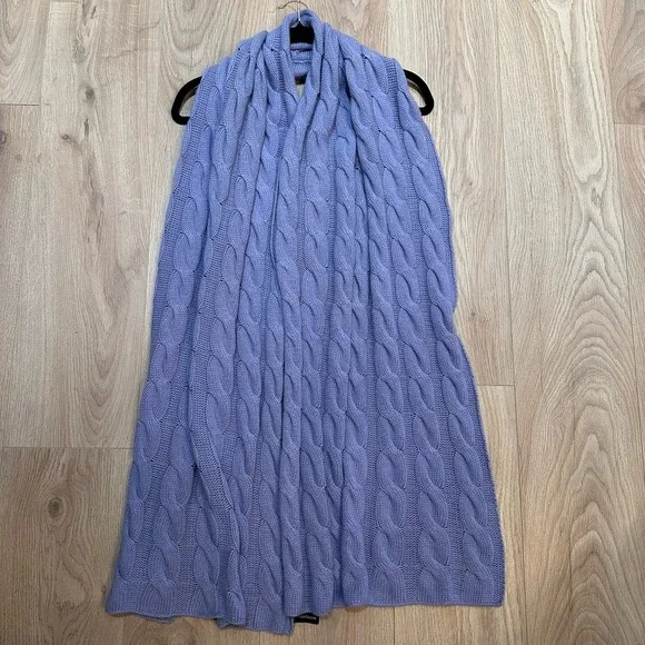 Ann Taylor Cashmere Wool & Silk Blanket Scarf  periwinkle Mint Condition 20x80