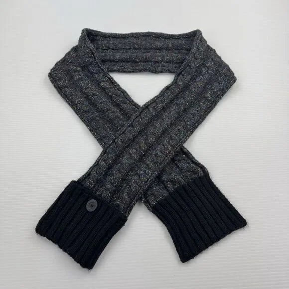 Columbia Chunky Knit Button Winter Scarf Button Indie Cabincore Boho
