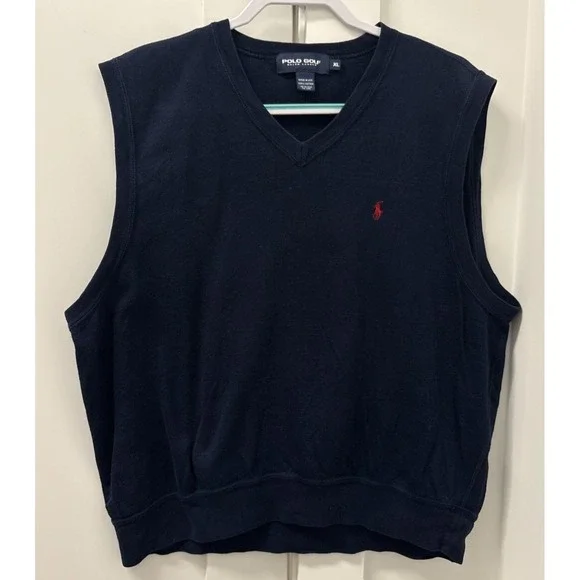 Ralph Lauren Polo Golf Mens ‎ XL Classic Golf Vest Navy Made in USA Vintage