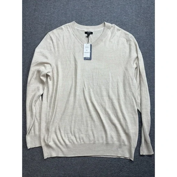 Alfani men's sweater size XL Extra fine Merino wool blend almond‎ crush NWT
