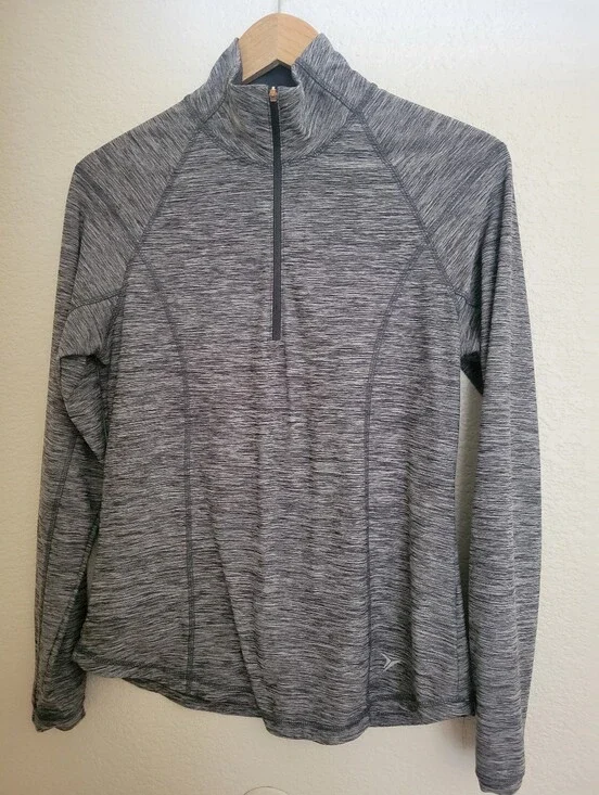 Womens Gray Quarter-Zip Performance Sweater Old Navy Active Size M