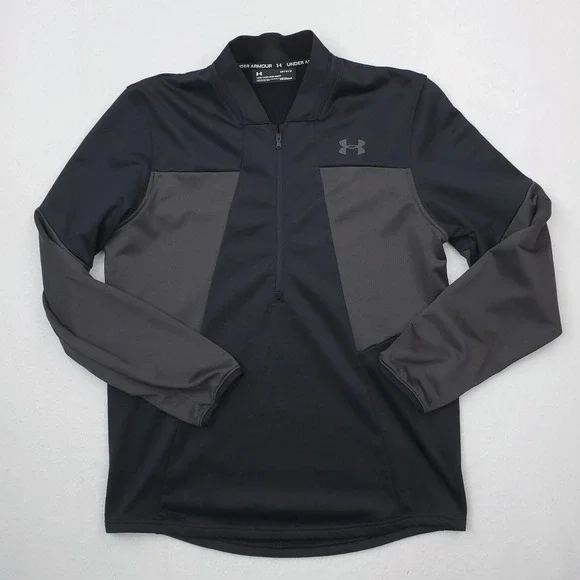 Under Armour ColdGear Pullover Mens Large Black Gray Quarter Zip Thermal‎ Top