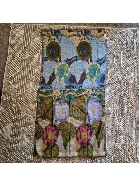 Rare VTG The Met Louis Comfort Tiffany Magnolias Wool Silk Jacquard Shawl Scarf