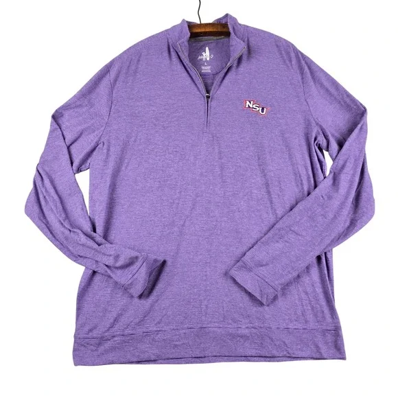 Johnnie-O Vaughn NSU Purple Striped Quarter Zip Pullover‎ Mens Large JMKO1890