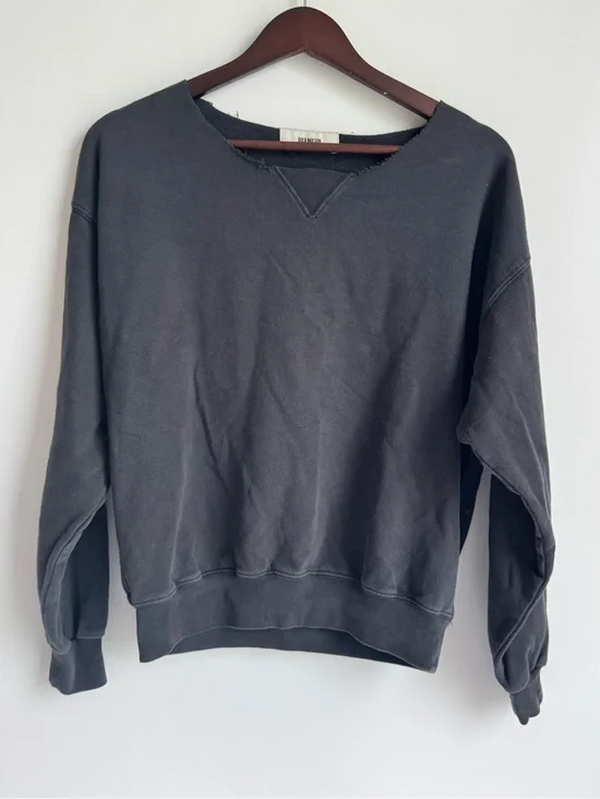 Buck Mason WELTERWEIGHT DOUBLE V CREW SWEATSHIRT men‎ Small Navy Blue Cut neck
