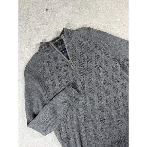 Tommy Bahama Men's Napa Ridge 1/4-Zip‎ Warm Cotton Jacquard Diamond Knit Sweater