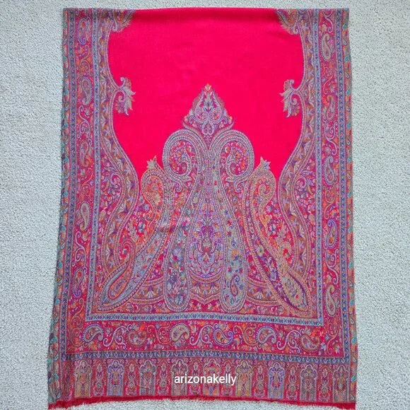NWOT Cashmere Jacquard Colorful Stole Scarf Wrap