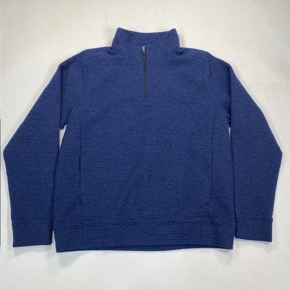 VRST Mens Blue Waffle Textured Quarter Zip Pullover Activewear Size M