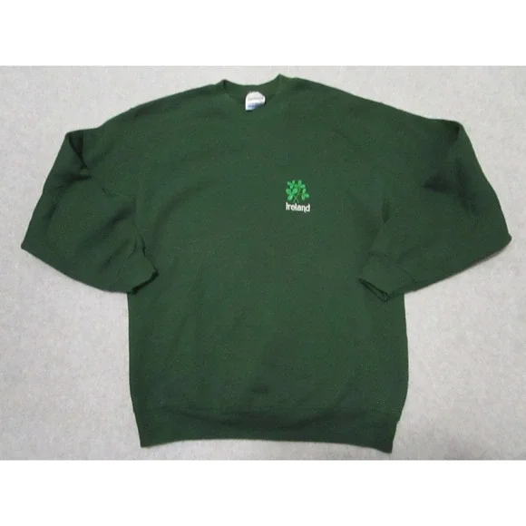 Vintage Ireland Sweater Mens Large Green St Paddys Day Shamrock Crewneck‎ 90s