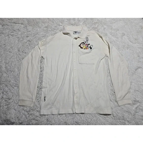 Vintage Acme Looney Tunes Sweater Ribbed S‎ Button Down Collared Cotton Cardigan