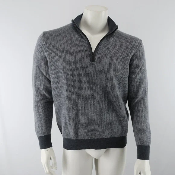 UNTUCKit Merino Wool Quarter‎ Zip Pullover Sweater Men's Extra Large Gray