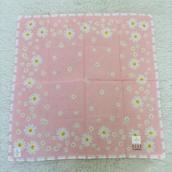 Elle Pink Floral Handkerchief/Bandana  scarf size 17.5”