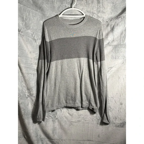 Prana Gray sweater Long‎ Sleeve waffle color block men's Medium Organic Cotton