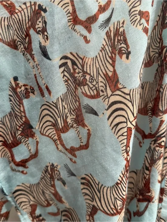 Light Blue Zebra-Print Scarf & Wrap in Brown Accent