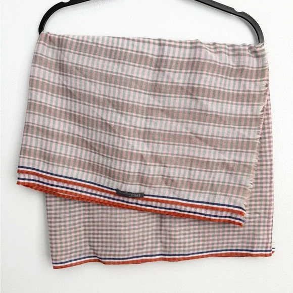 Epice Paris Multicolor Check Wool Shawl Scarf 31x76”.