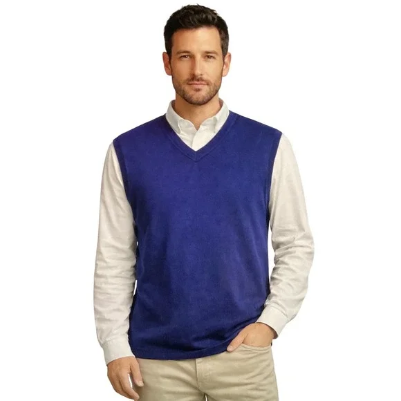 Brooks Brothers Sweater Vest Mens‎ Large Blue Excellent Supima Cotton V-Neck