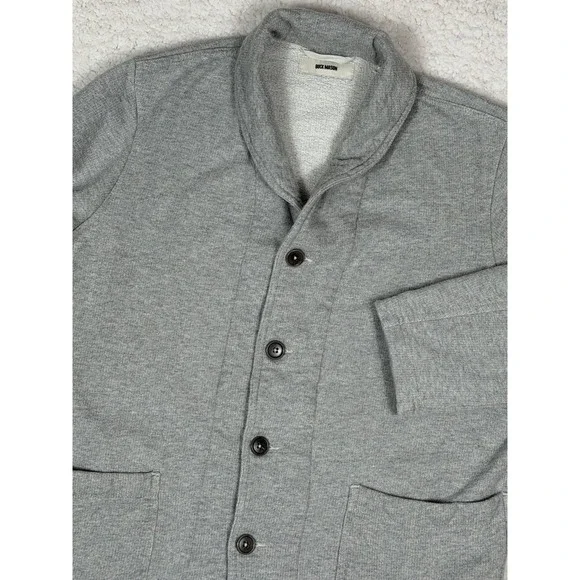 Buck Mason Men Small Interloop Shawl Collar Cardigan Jacket‎ Gray Cotton