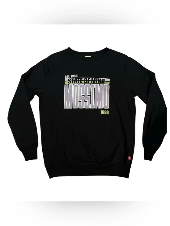 Mossimo Supply Co. Black Crewneck Sweatshirt Green and Light Gray Graphic size S