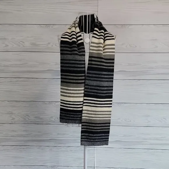Scarf Striped Black and Gray In A Soft Acrylic Knit  Unbranded 60