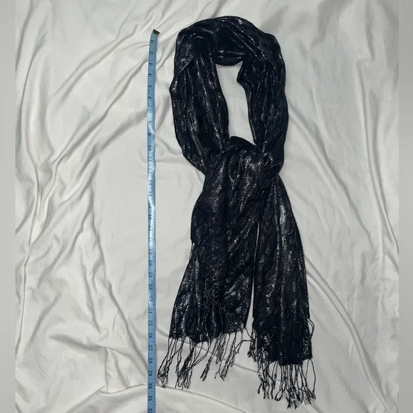 Black Silver Shimmer Leopard‎ Scarf
