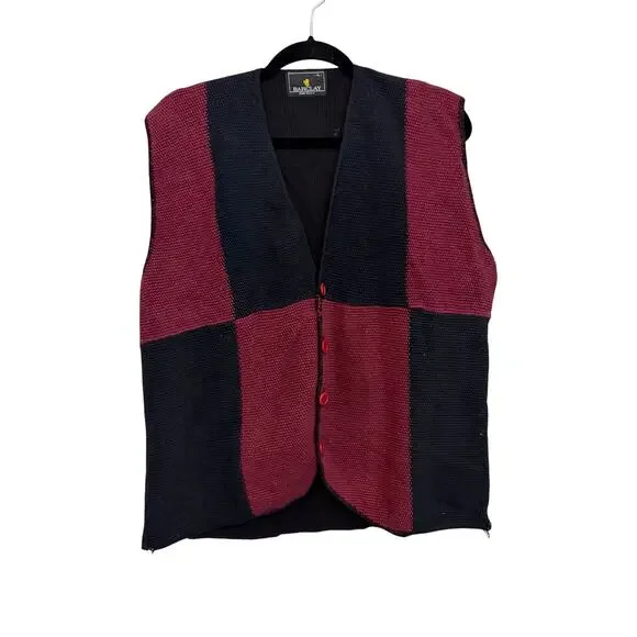 Barclay Colorblock Sweater Vest Mens L Red Blue Grandpacore Mature Heritage USA