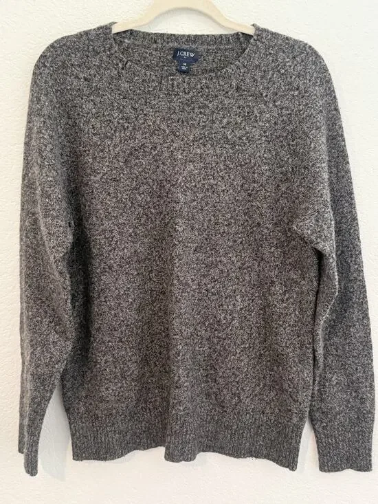 J.Crew Marled Gray Crew Neck Lambswool Blend Sweater Men's Size M Office Casual