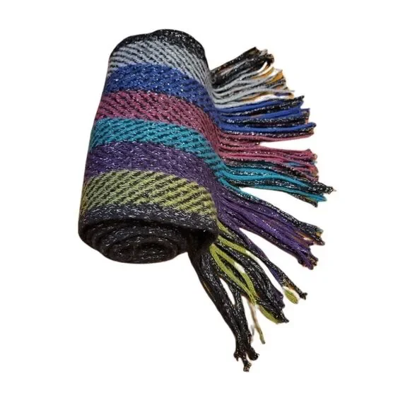 Big Buddha Striped Fringe Tassle multi color Scarf