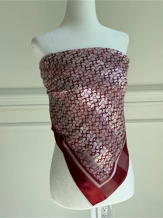 Coach Monogram Scarf in Burgundy and Ivory